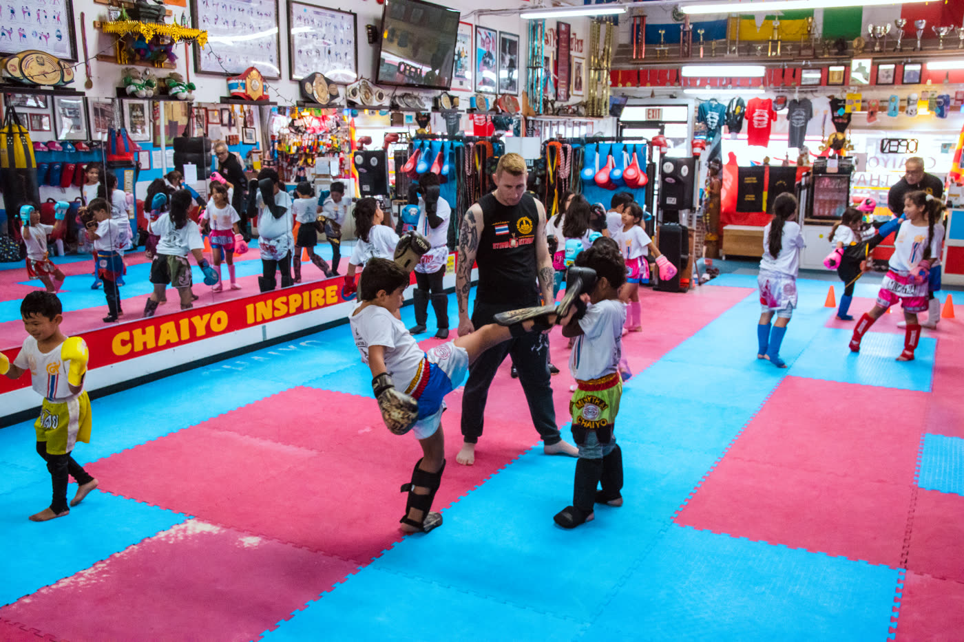 Kids training on the mats